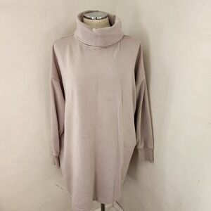 Aerie Women Light Mauve Oversized Turtleneck Longline Sweatshirt Pullover Large
